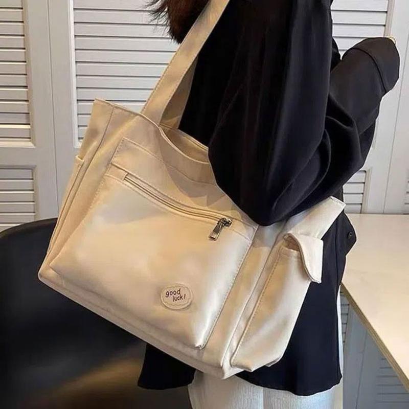 Túi Tote Vải Bố, Túi Đi Lại Dung Tích Lớn, Túi Xách Dệt, Túi Lớn, Dành Cho Nữ Sinh, Sinh Viên Đại Học, Nữ, Hàng Mới Về 2024, Túi Tote Đeo Vai