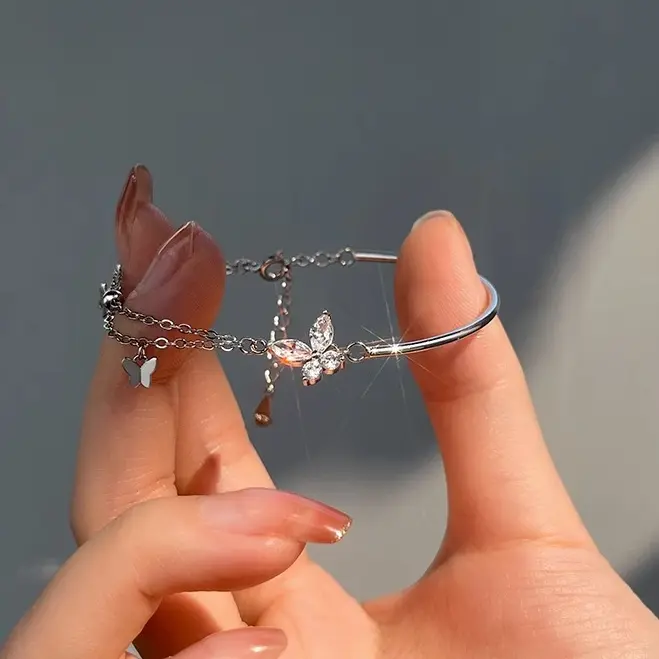Butterfly Bracelet Women's Silver Jewelry Light Luxury Niche Exquisite Girlfriend Gift Bracelet Jewelry
