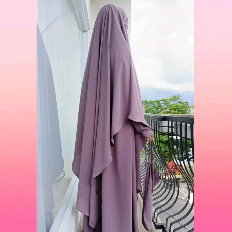 French Khimar Veloxa Jumbo Panjang Jilbab Kerudung Cadar Syari Instant Hijab Aja Wanita Muslim Bergo 5
