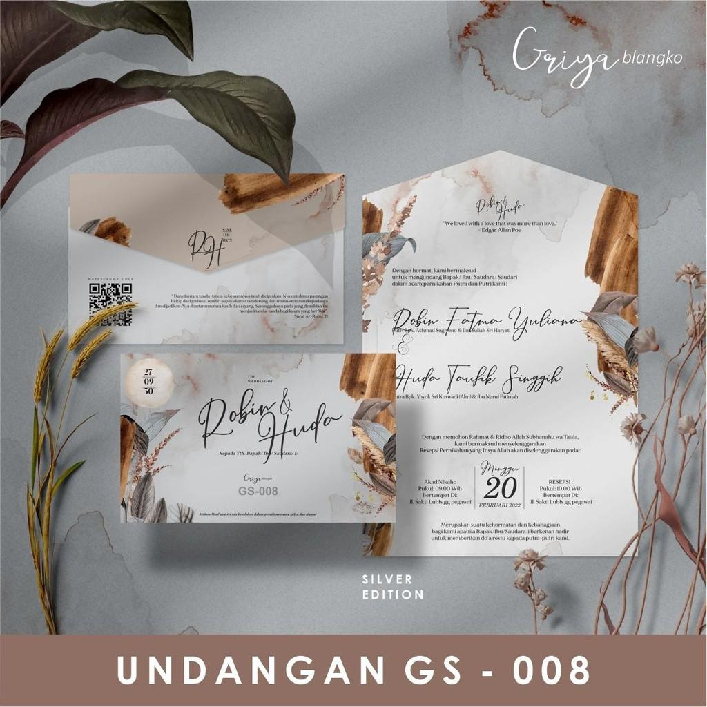 Undangan Pernikahan PROMO Terbatas   GRIYA GS 008   | Paket  Elegan Modern Paket Lengkap 100 PCS Gratis Label & Plastik - JanjiKita | Default