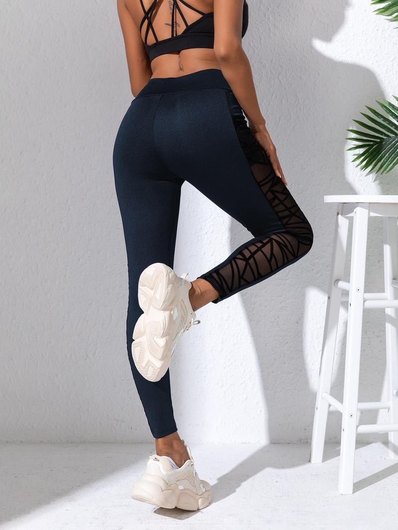 Product Introduction of Women's Summer Basic Contrast Mesh Sheer Pocket High Waisted Sports Tummy Control Forbidden Leggings, Solid Color Breathable Mesh Stitching Gyatt Jeggings, Summer Outfits 2024, Gyat Pants 8