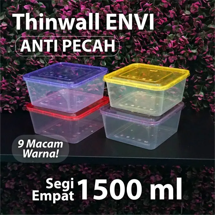 Thinwall Anti Pecah 1500 ml - Thinwall ENVI - Kotak Makanan - Square