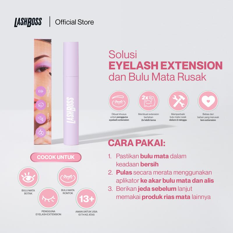 LashBoss Lash and Brow Serum for Eyelash Extension (Gel-Based) Serum Penumbuh Bulu Mata dan Alis Anti Rontok dan Botak untuk Eyelash Extension Membantu Menebalkan Eyelash tanpa Maskara Serum Bulu Mata 2