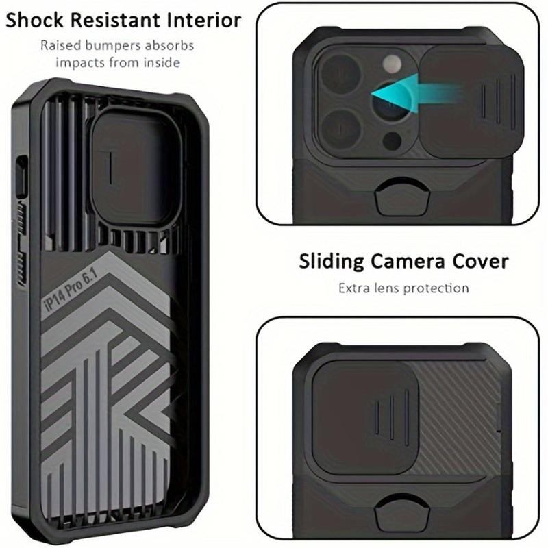 Shockproof Hard Phone Case with Stand & Card Slot, Anti-fall Phone Protective Cover Compatible with iPhone Series, National Day Offers 9