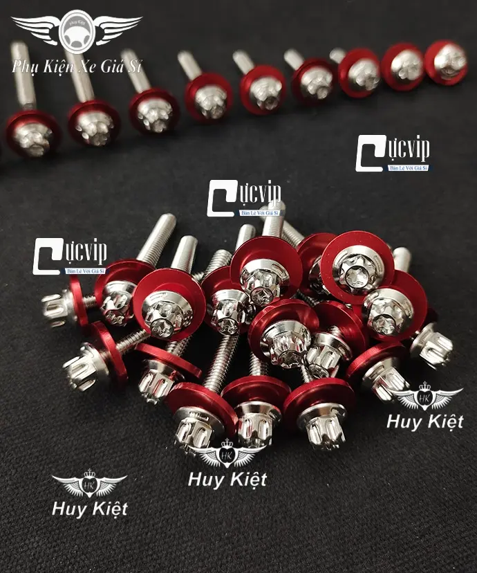 Ốc Salaya 6 Ly (M3) Inox 304 Tặng Kèm Lông Đền Nhôm Đỏ, Chiều Dài Đầy Đủ Các Size (Giá Sỉ 1 Con Ốc)