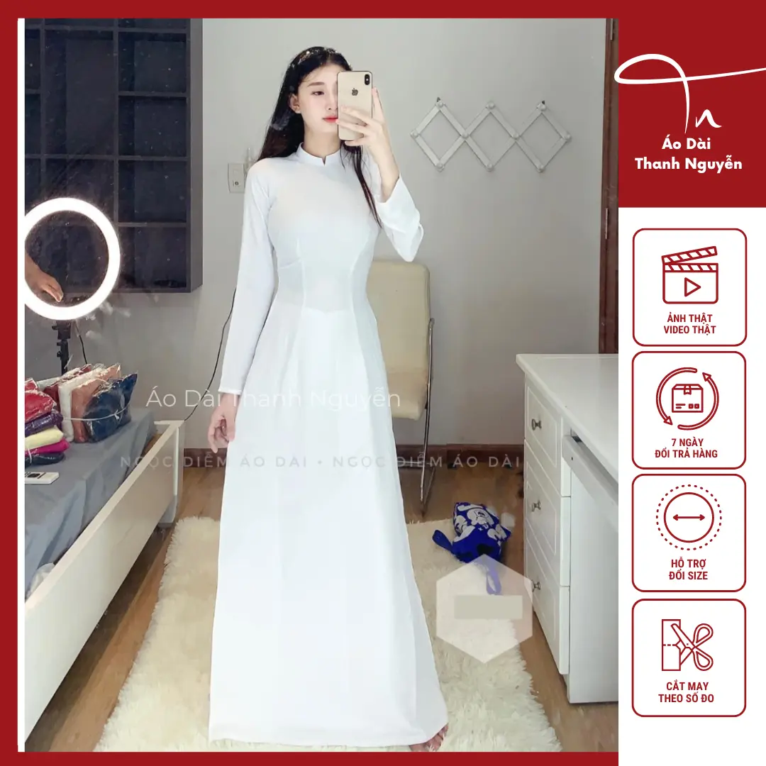 áo dài màu trắng học sinh 2 tà và 4 tà Nữ Dress