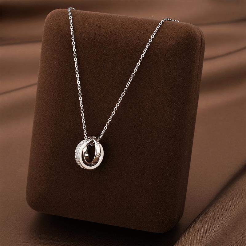 Product Introduction of New Women's Necklace Simple Fashion Korean Style Rose Gold Inlaid Diamond Necklace for Women Gift Necklace Jewelry 3