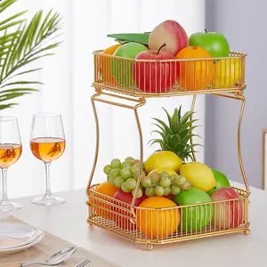 Hitam Emas Keranjang Serba Guna 2Tingkat / Keranjang 2TINGKAT / Tray Buah / Tempat Buah / Wadah Buah / Fruit Tray /Tempat Saji Buah