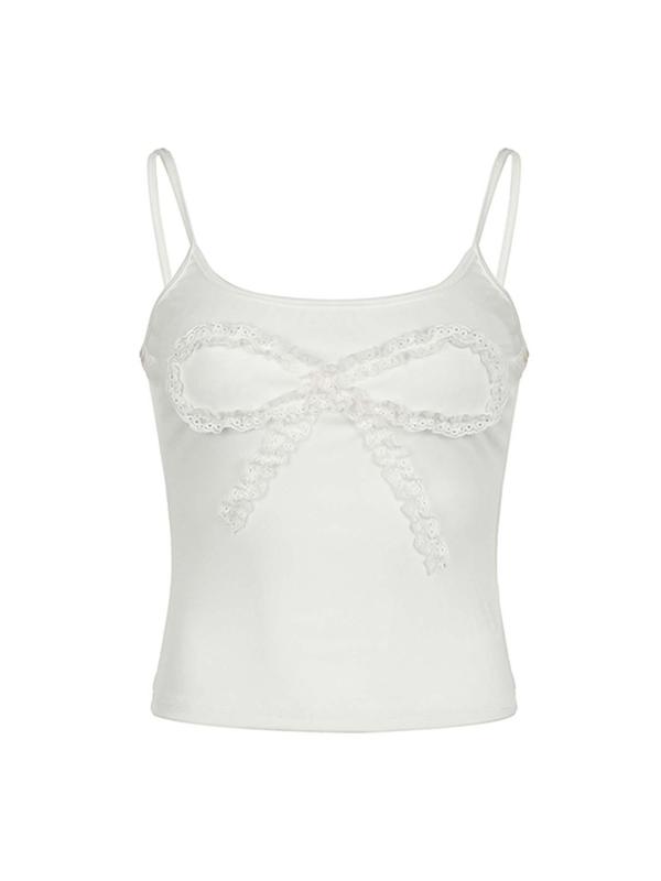 Women's Plain Contrast  Lace Backless Cami Top, Casual Spaghetti Strap Top for Summer, Ladies Clothes for Daily Wear 3