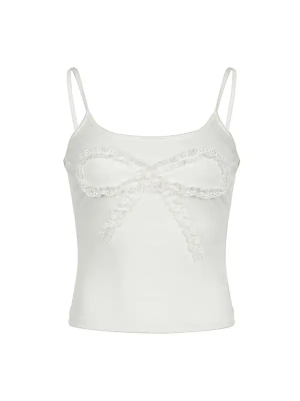 Women's Plain Contrast  Lace Backless Cami Top, Casual Spaghetti Strap Top for Summer, Ladies Clothes for Daily Wear 3