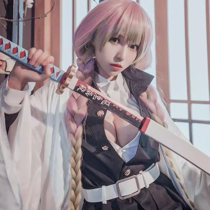 Trang phục cosplay, Chủ đề Thanh Gươm Diệt Quỷ, Bộ đầy đủ Kanroji Mitsuri, Thích hợp cho trẻ em và người lớn, Lý Tưởng cho Halloween, Trang phục hóa trang 3
