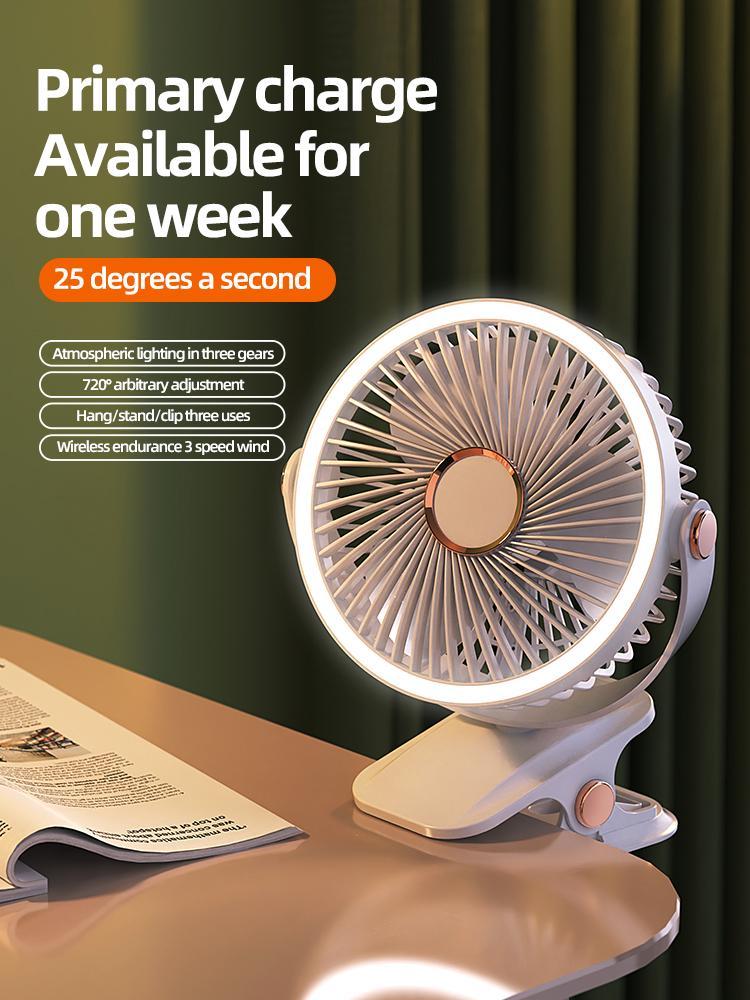 Product Introduction of 【LIVE】[ORANTOL] kipas Klip-on Kecil, Student Dormitory Bed, Night Light, Clip Fan, Office Desktop, USB Charging, Hand kipas  labubu kipas  angin 7