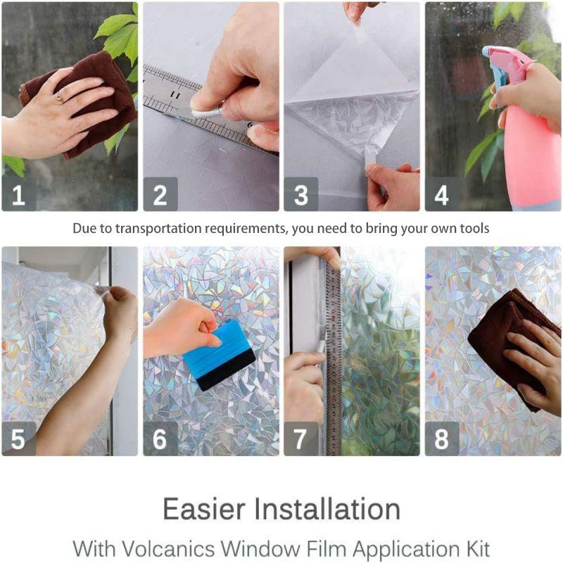 Irregular Pattern Window Film, 1 Roll Self Adhesive Privacy Window Film, Heat Insulation Window Film, Home Decorative Sticker for Living Room Bedroom 8