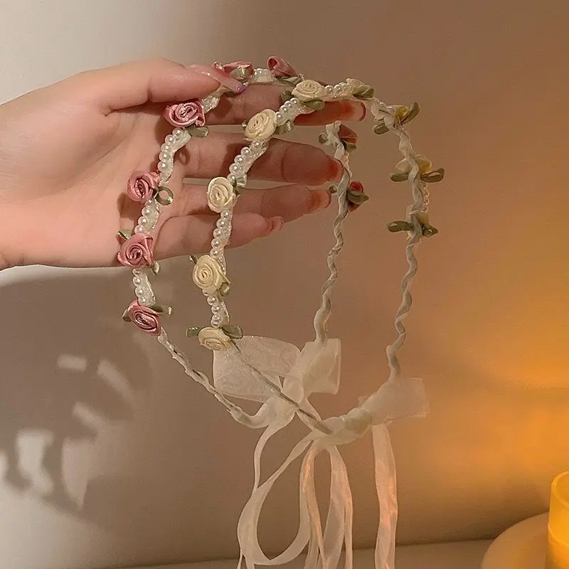 Headpiece bandana bunga mutiara korean look