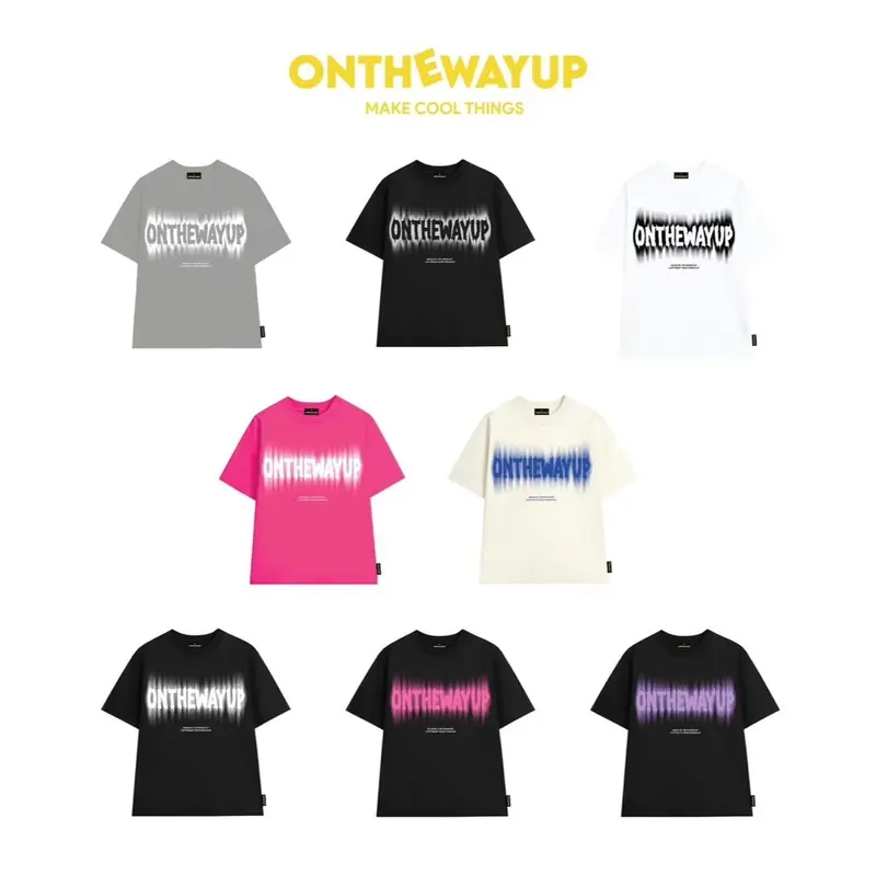 Áo thun cổ tròn form rộng BLUR ONTHEWAYUP cotton 100% in 3D Unisex Menswear đen l 0