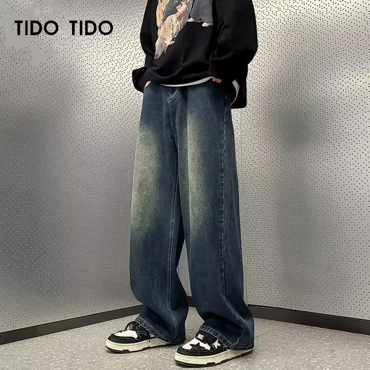 Spring And Autumn New Fashion Trendy Straight Jeans Women American Style Loose Wide Leg Pants Retro All-Matching Casual Trousers Menswear