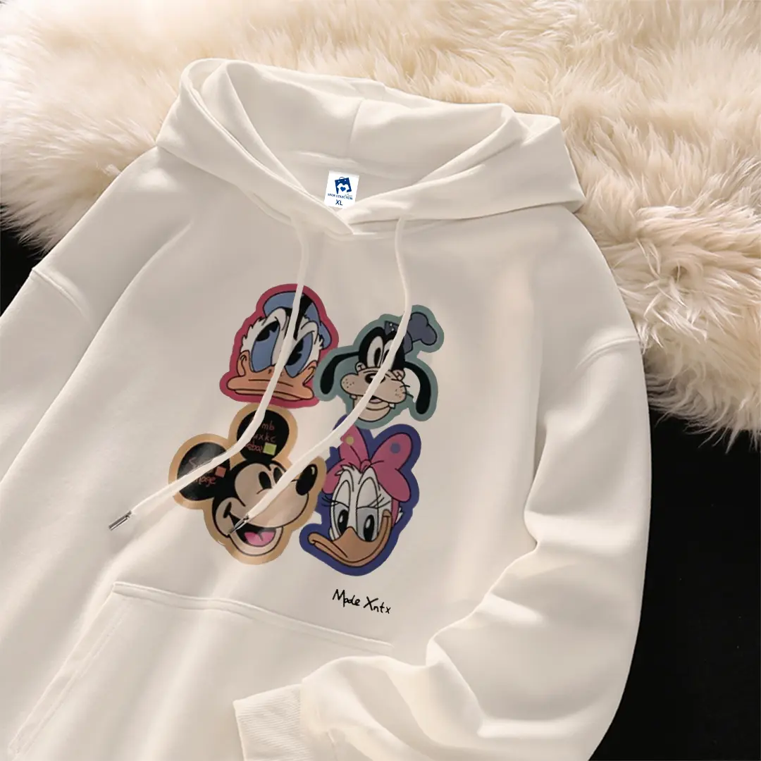 Hoodie Wanita Korean Style | Mickey Mouse & Friends | Bahan Milk Cotton