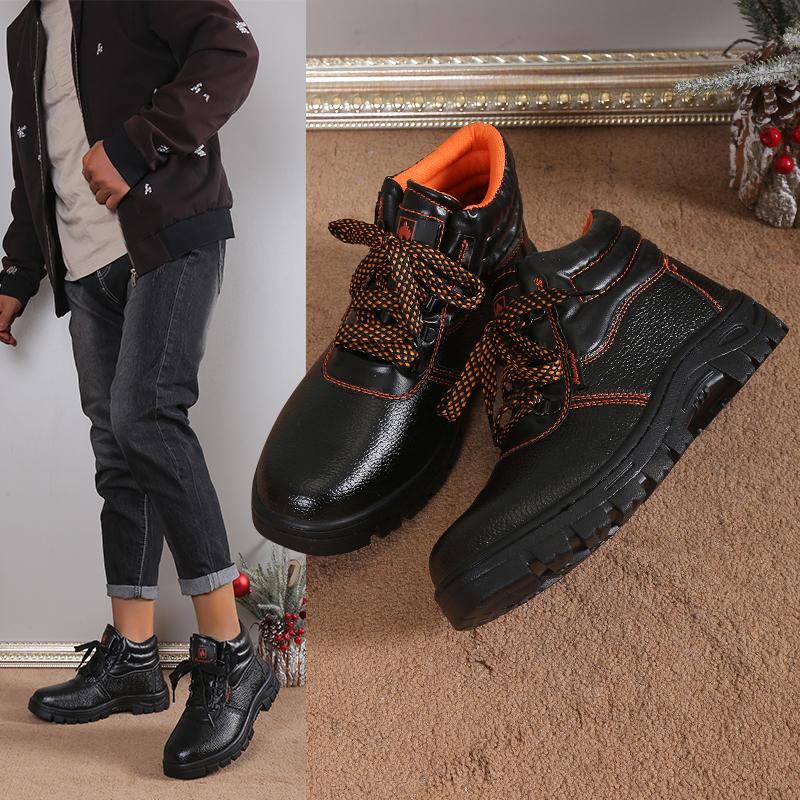 Men's summer high rise thick soled rubber Steal toed safety boots ...