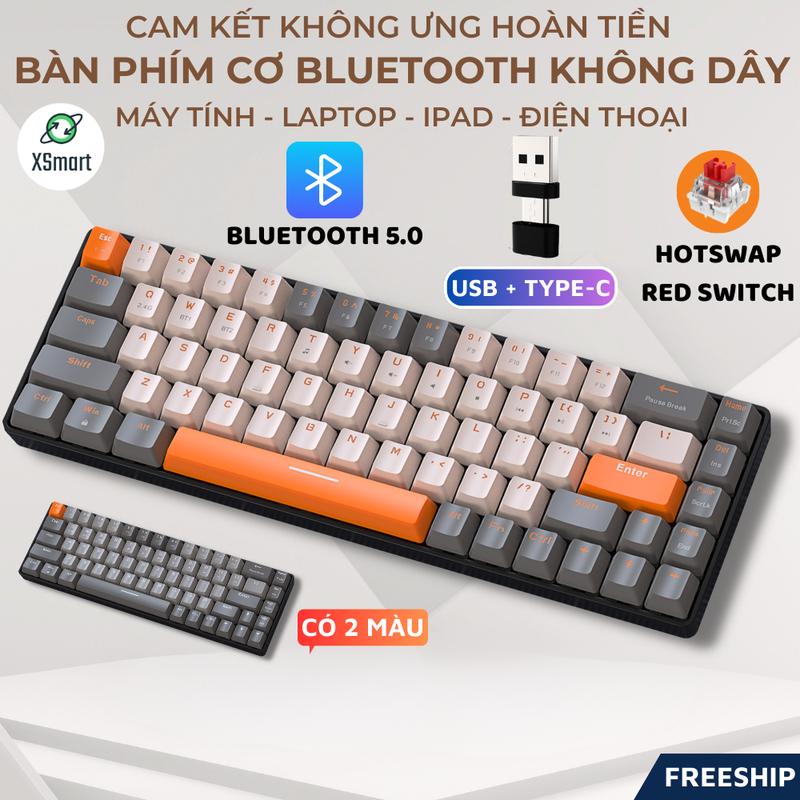 Bàn Phím Cơ Bluetooth Không Dây K68BT Phím Cơ Red Switch Gõ Cực Đã Có Hotswap Kết Nối Máy Tính / Điện Thoại / Tablet