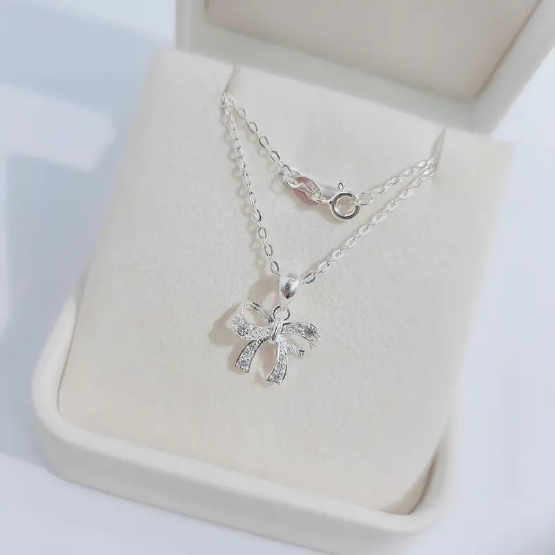 QMJ STORE- Dây chuyền NƠ TIỂU THƯ bạc nữ đẹp QMJ NT40, thời trang phụ kiện trang sức bạc 925 cao cấp 7