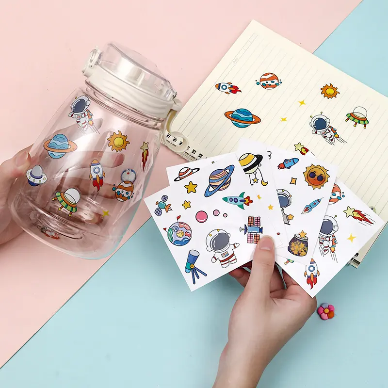 Cartoon Kawaii Astronaut Series Waterproof Patch Cup Decoration Preservation Cups Patch Widely Used Seamless Water Cup Stickers