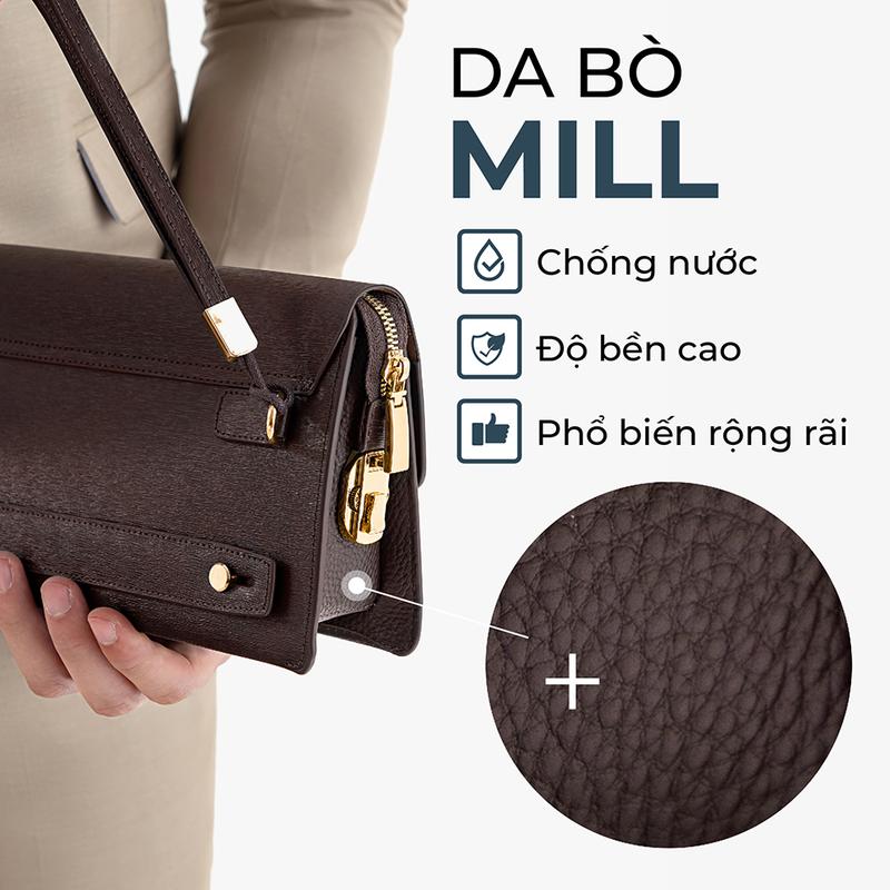 Product Introduction of Ví Nam Cầm Tay Clutch Da Chính Hãng GENCE RB01 Da Bò Khóa Số Cao Cấp Màu Nâu 3
