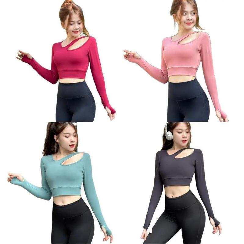 Áo Croptop Nữ Tay Dài Kiểu Ôm Body, Áo Croptop Tập Gym Yoga Nữ Crop02-Ao20