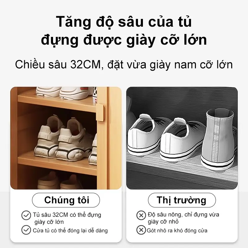 AI Tủ giày 6/7/8 tầng Kệ giày tre có cửa 2