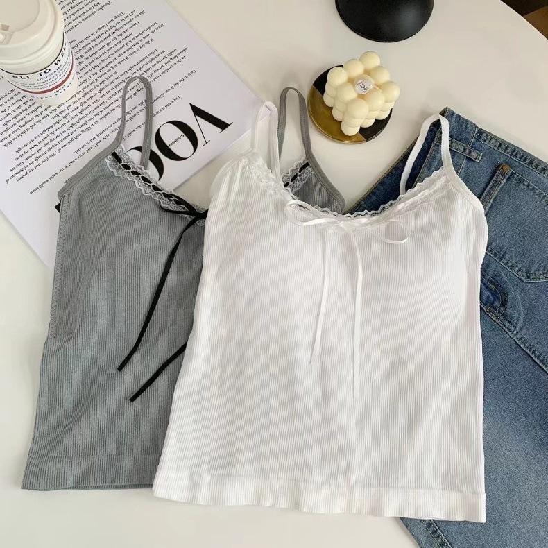 Product Introduction of Pure Desire Lace Tube Top Vest Female Summer Sweet Hot Girl Bow Slim-Fit Camisole Short Beautiful Back Tank-Top 22
