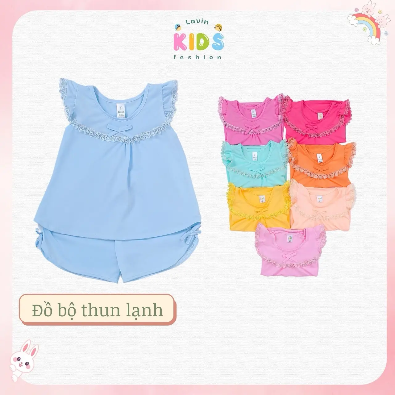 Đồ bộ thun lạnh cánh tiên bé gái size 5-35kg