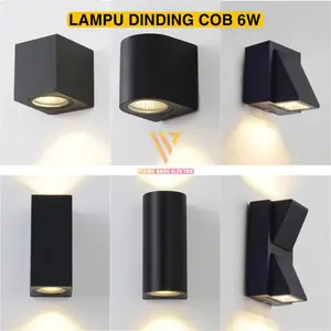 LAMPU DINDING LED 6W COB KOTAK BULAT PILAR PAGAR OUTDOOR WATERPROOF ALMUNIUM HIAS HITAM TEMPEL MINIMALIS MODERN ANTI AIR Putih