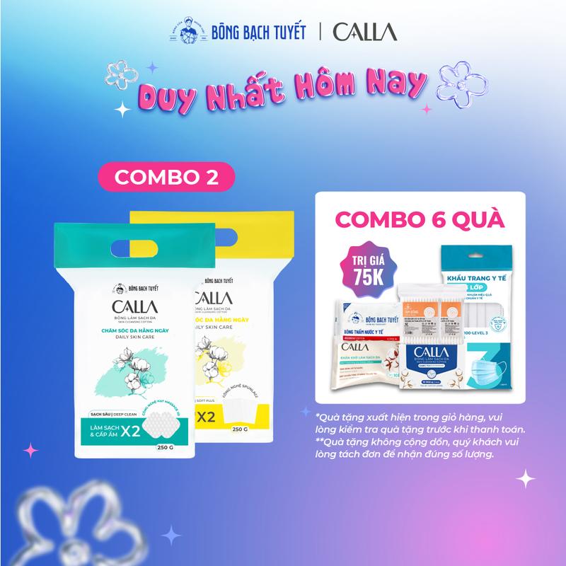 Combo 2 túi bông tẩy trang Calla Bông Bạch Tuyết mềm mịn 250g + sạch sâu 250g #skincare, #bongtaytrang, #lamsachda Cosmetic