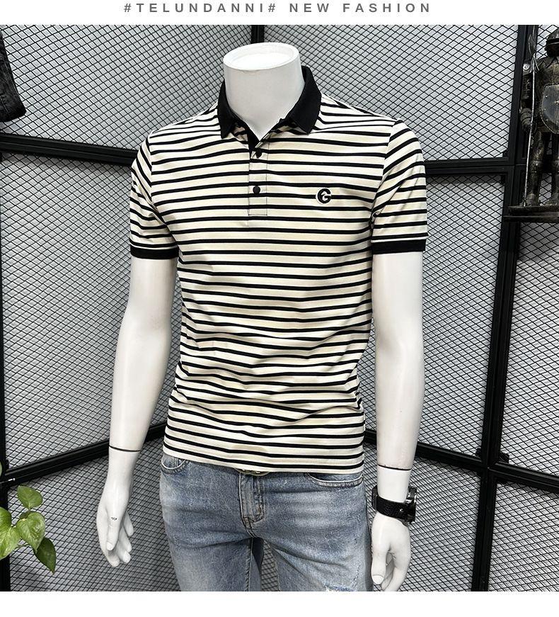 Product Introduction of Áo Polo Có Ve Áo Sọc, Hàng Mới Về Mùa Hè 2024, Phong Cách Hàn Quốc, Dễ Phối Đồ Dáng Ôm, Áo Polo Nam ngắn Tay Thêu, Thời Trang 10