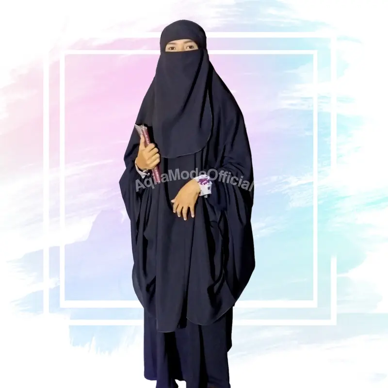2XL & 3XL Non Pad Gratis Niqab Bandana Khimar Syar'i Extra Jumbo XXL / XXXL Non Pet Niqob Jilbab Instan Hijab Syari Kerudung Instant Wolfis Panjang Tangan 2