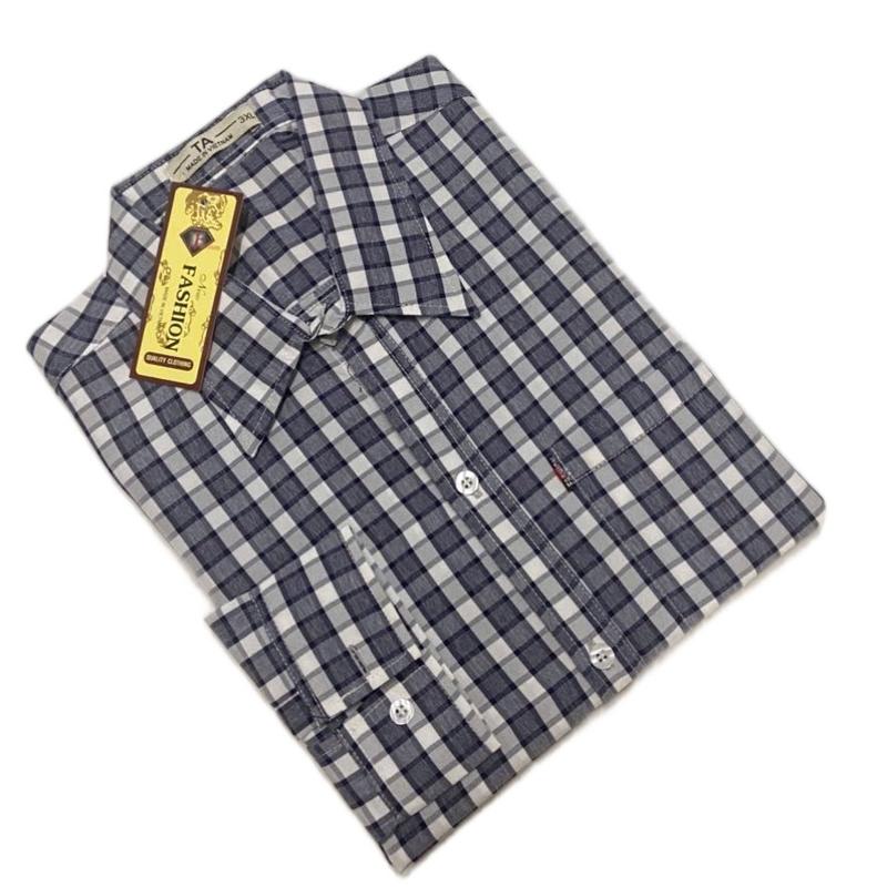 Áo sơ mi nam trung niên dài tay vải kate cotton, mềm, thoáng mát từ 45kg - 85kg Menswear Có Cổ Cổ Tròn 1