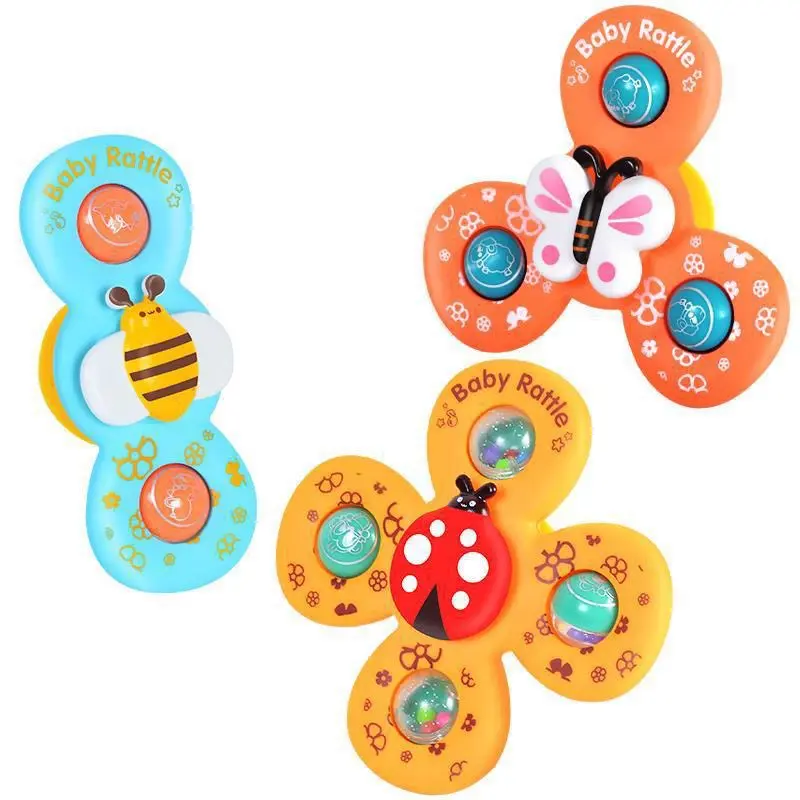 Combo 3 Món Đồ Chơi Con Quay Baby Rattle, Đồ Chơi Giải Trí Vui Nhộn Dính Bàn, Giường, Kính... Cho Bé (Mã Mới Đóng Túi)