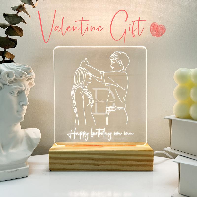 Đèn Led 3D Đế Gỗ Dài 15cm