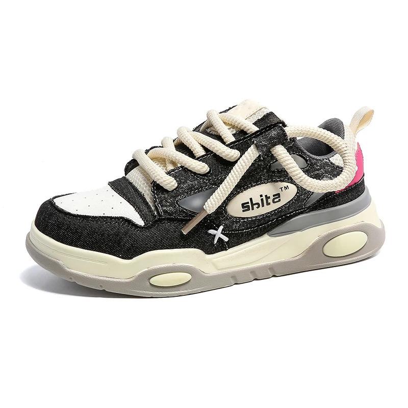 Lav MOQ Tilpass herremote Casual joggesko Kanin Denim Skinn Flate Skateboarding Løping Tursko for Herrer Guttesko_voghion.com