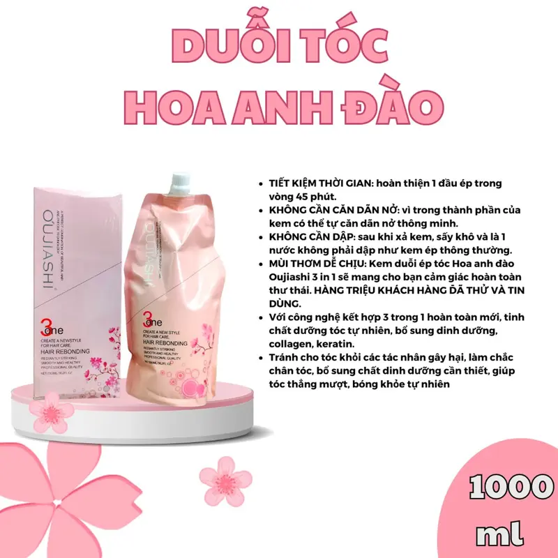 Kem Ép Tóc Thẳng 1 lần không cần dập Hoa Anh Đào Oujiashi 3 in 1 Nhật Bản 1