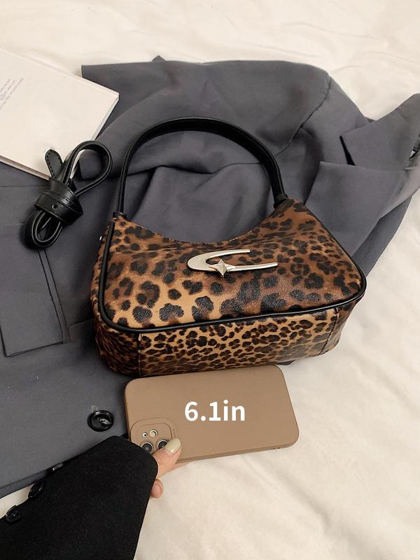 Women's Fashion Leopard Print Underarm Bag, Vintage Trendy Shoulder Bag, Casual Versatile Commuter Bag for Daily Use 5
