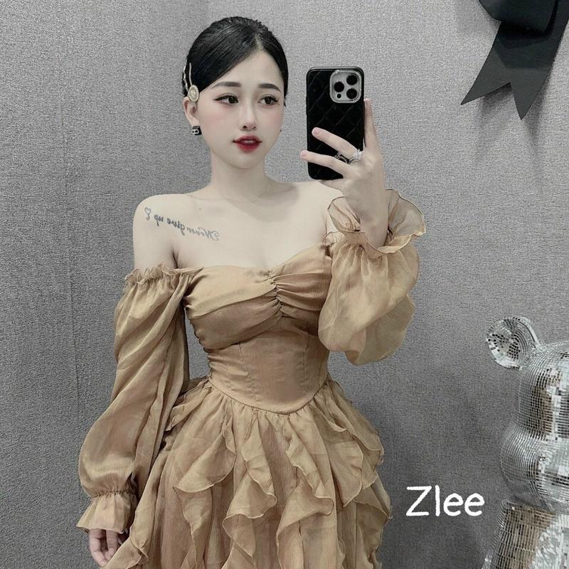 váy tơ cúp ngưc tay dài siêu xinh 5