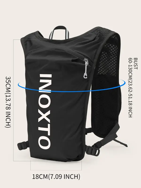Sporty Unisex's Letter Print 1.5l Hydration Vest Backpack, Waterproof Lightweight Contrast Mesh Sheer Zipper Running Vest Bag, Sport Accessories for Hiking Running Cycling Fishing Pickleball Tennis, Travel Accessories, Gym Bag 1