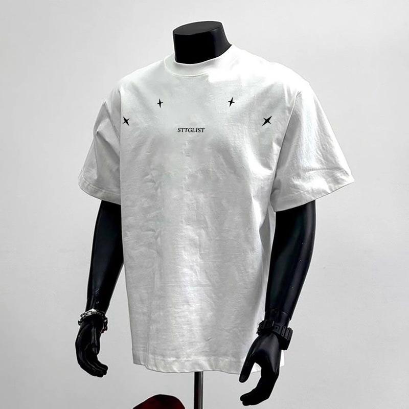 Áo Thun ngắn Tay Cotton Nguyên Chất, Hạng Nặng Mỹ 260G, Dành Cho Nam, Trang Phục Mùa Hè, Xu Hướng Ins Mới, Phong Cách Đường Phố, Dáng Rộng Vừa Vặn, Cổ Thuyền Áo Tay Lửng Quần Áo Nam Áo Khoác Phao thông thường nút áo khoác & áo choàng