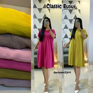 Daster Classic Busui Crinkle Airflow Oversize Pendek