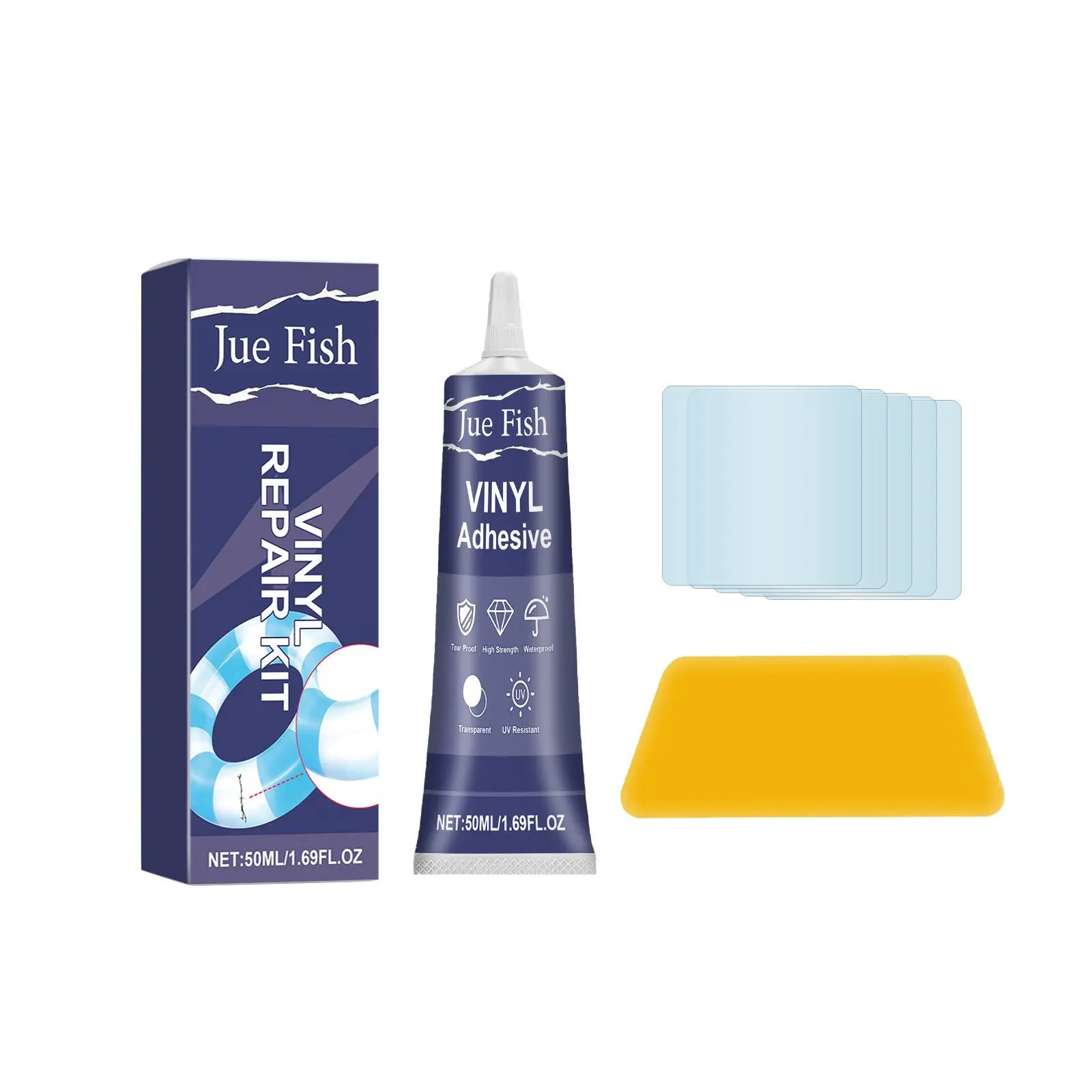 JUE-FISH Vinyl Repair Kit, Vinyl Adhesive, Liquid Repair Patch, Waterproof Sealant Patch for Air Mattresses, Waterbeds, Glue Inflatable Boats