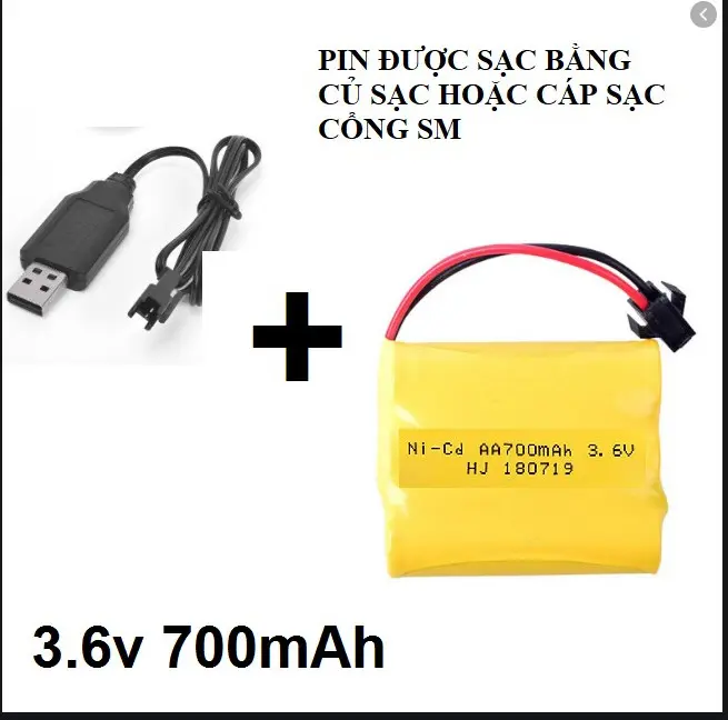 Pin kèm sạc 3.6v 700mah Xe điều khiển từ xa NICD loại tốt 0