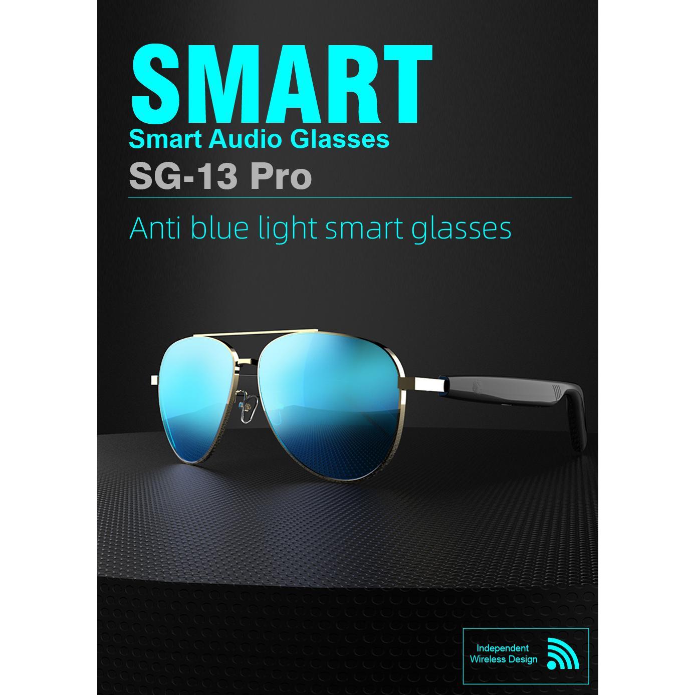 SG13 TWS Metal Frame Polarized Lenses Hands-Free Calls Bluetooth Wireless Audio Smart Sunglasses 80+80mAh