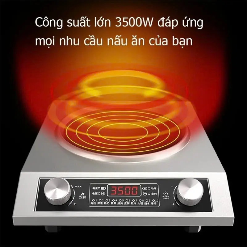Bếp Từ Mặt Lõm Đa Năng 3500W, Bếp Từ Đơn Công Suất Cao Chống Nước, Chịu Lực, Dễ Dàng Vệ Sinh- Inox