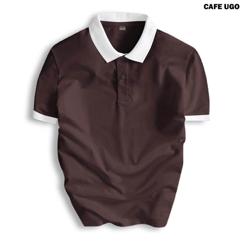 Áo thun POLO Phối cổ CAFE UGO nam cổ bẻ BASIC CVC vải cá sấu sang trọng, lịch lãm, thoáng mát - Freeship Menswear Shirt GMV