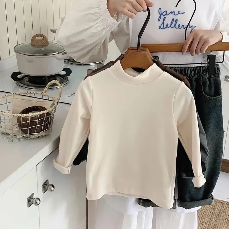 Áo giữ nhiệt Trơn cho bé trai và bé gái, Áo giữ nhiệt chất ríp lông hai mặt co dãn 4 chiều size 8kg-35kg 3